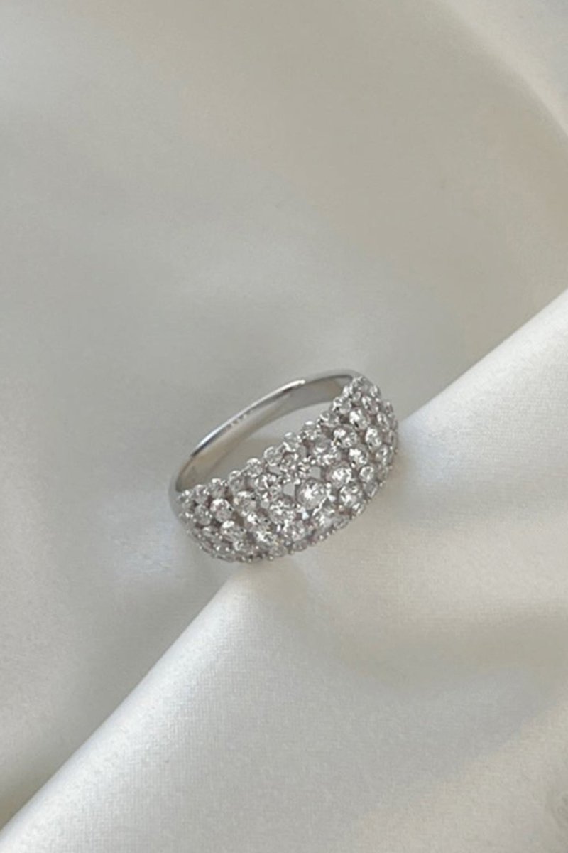 Sterling Silver White Zircon Band Ring - KissProm