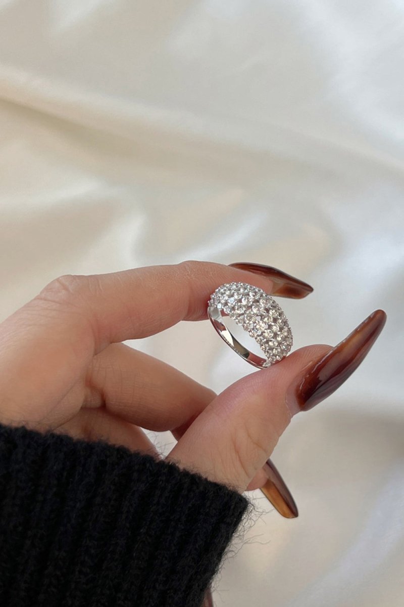 Sterling Silver White Zircon Band Ring - KissProm