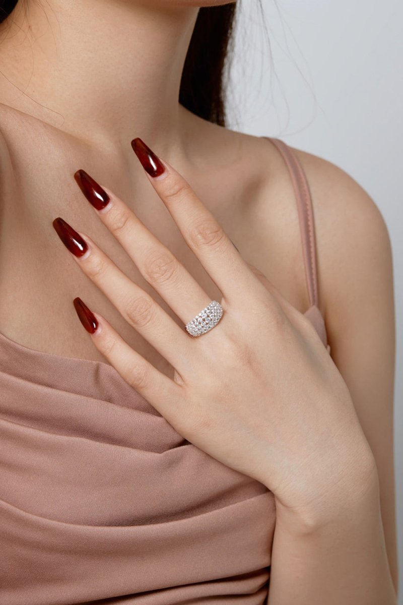 Sterling Silver White Zircon Band Ring - KissProm