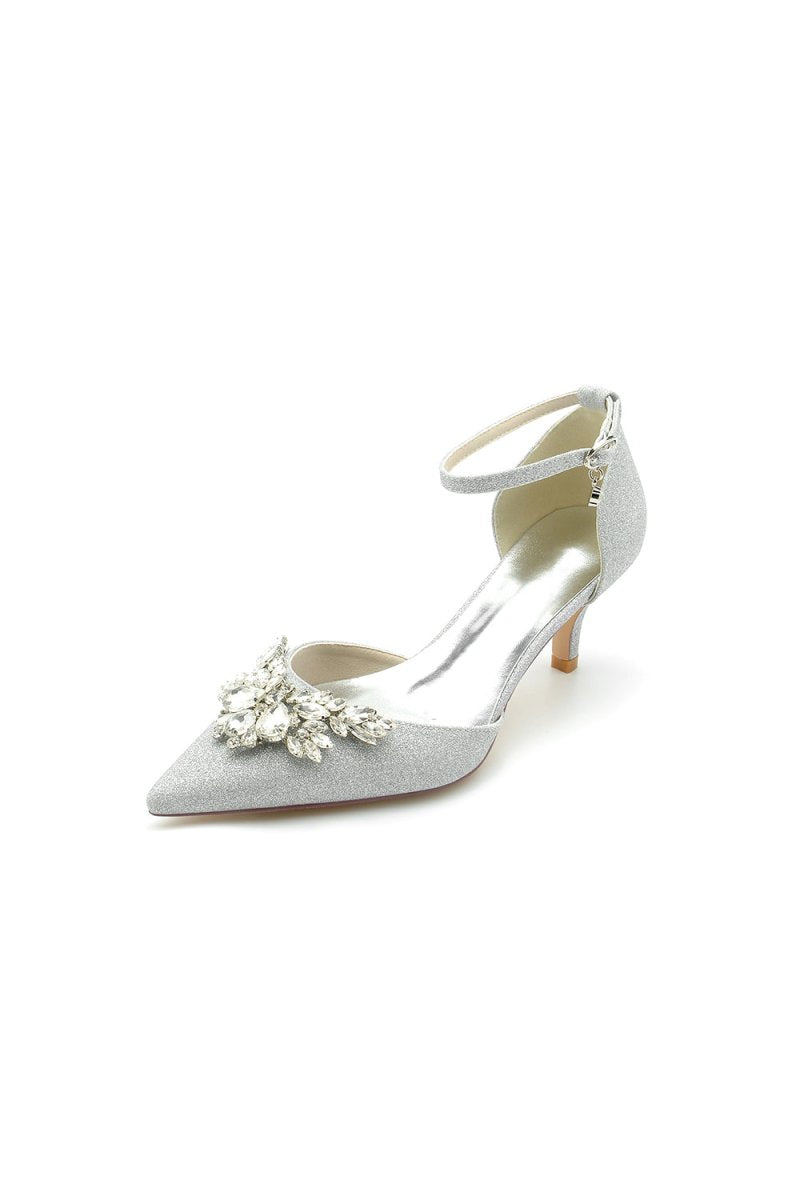 Stiletto Heel Glitter Crystal Wedding Shoes with Rhinestone - KissProm