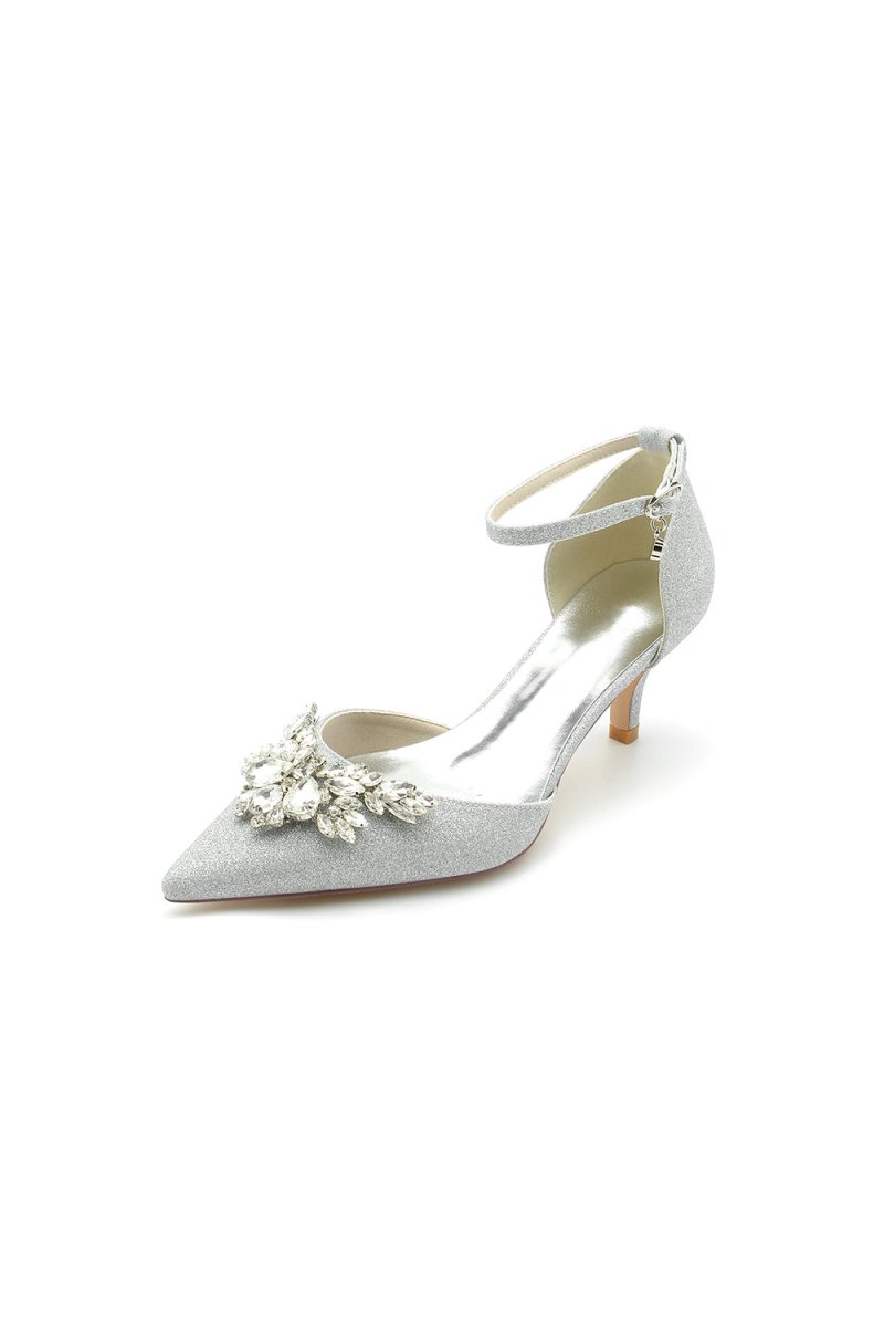 Stiletto Heel Glitter Crystal Wedding Shoes with Rhinestone - KissProm