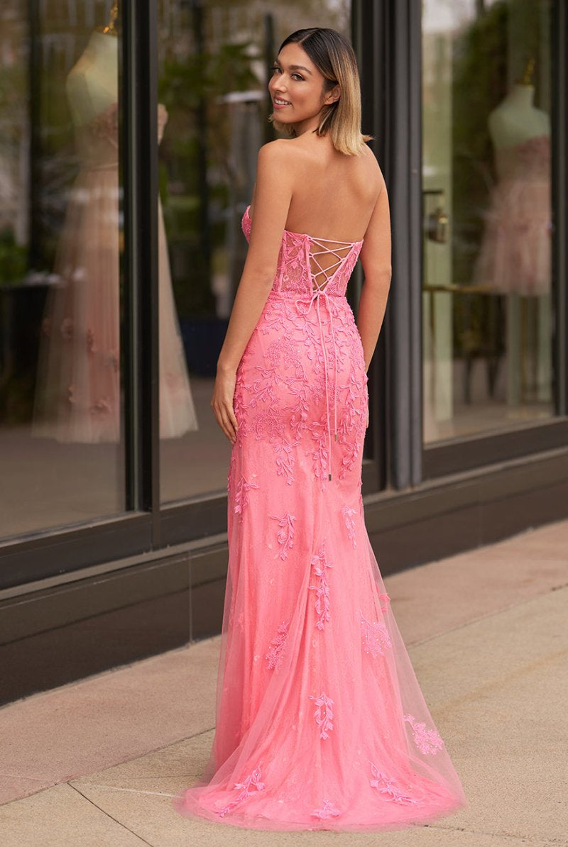 Nyomi |Mermaid Strapless Corset Lace Prom Dress with Slit