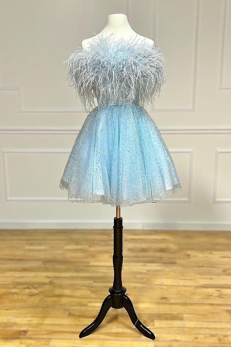 Strapless Feather A-line Cute Homecoming Dress Strapless Feather A-line Cute Homecoming Dress