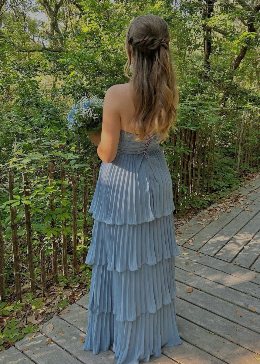 Khalani | Strapless Emerald Green Ruffle Multi - Layer Long Prom Dress - KissProm