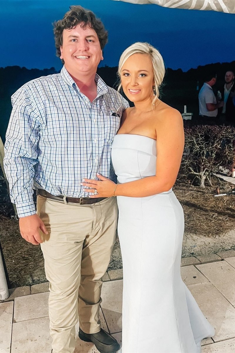 Strapless Aqua Blue Mermaid Satin Long Bridesmaid Dress - KissProm