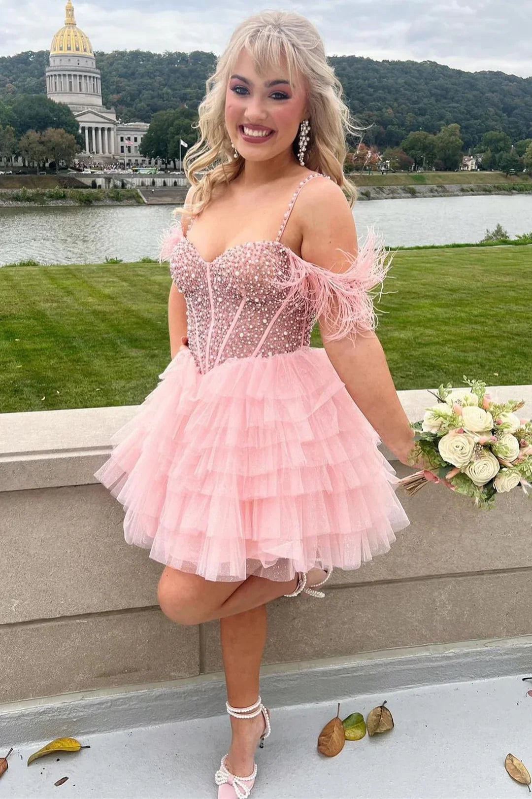 off the shoulder hoco dress Red Satin Off The Shoulder Short Homecoming Dress Red / 12 main image 1