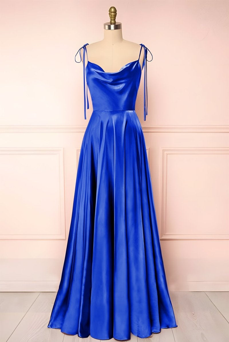Sweet A-line Cowl Neck Silk Long Prom Dress