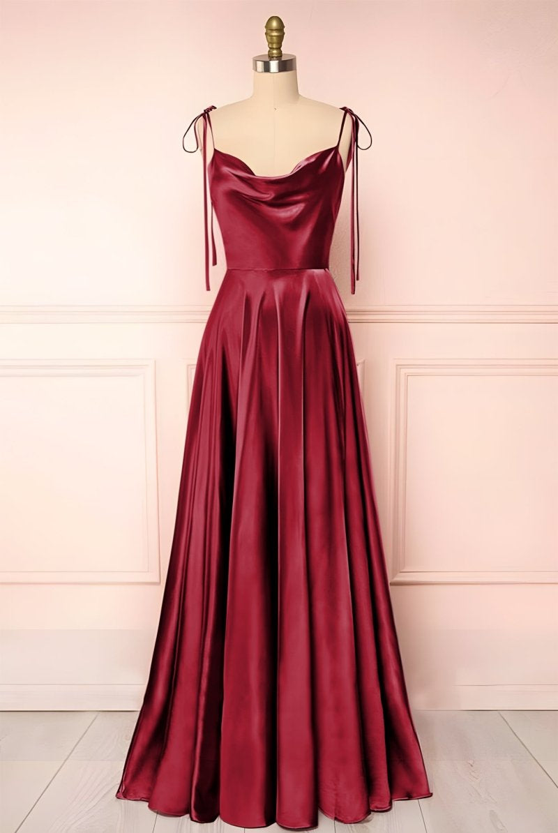Sweet A-line Cowl Neck Silk Long Prom Dress
