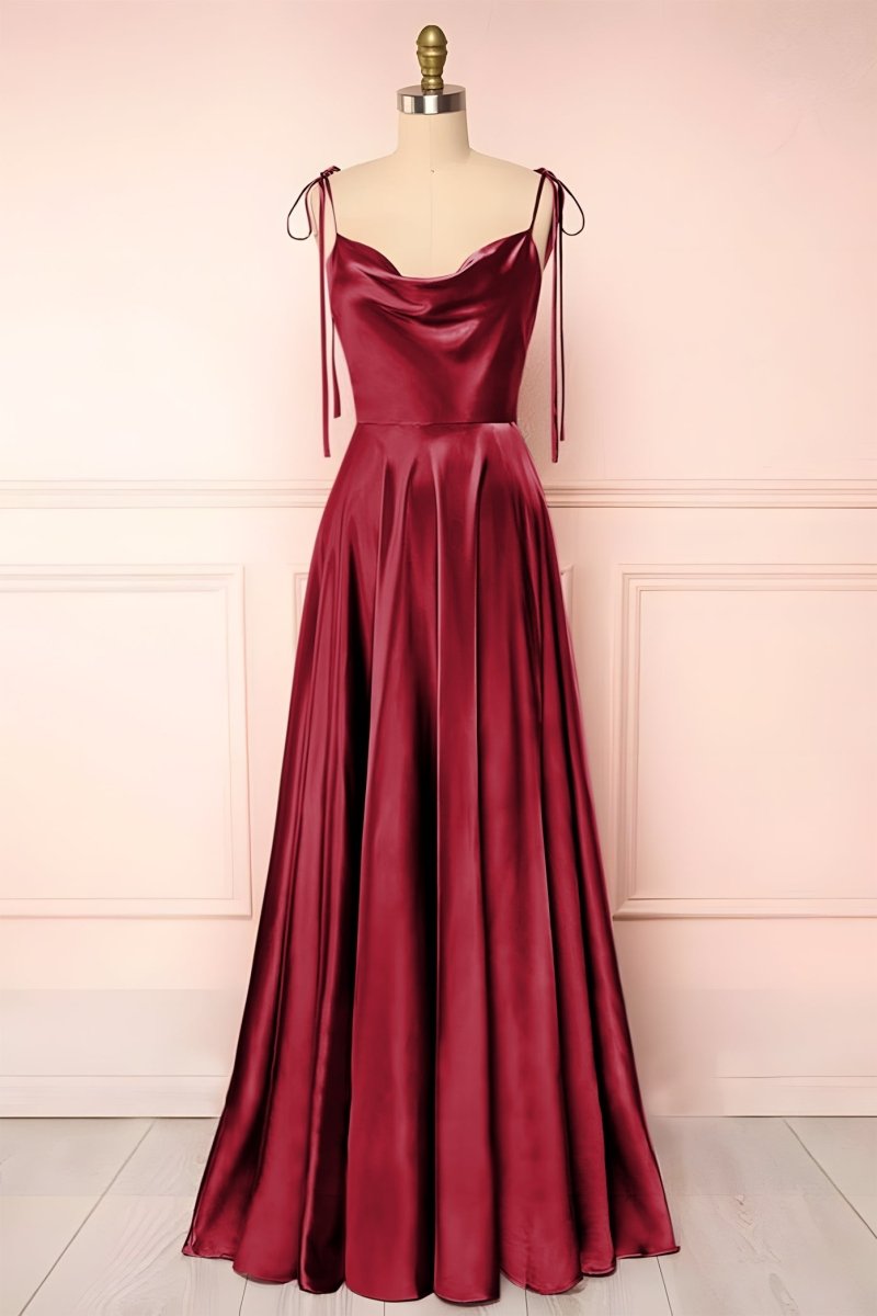 Sweet A-line Cowl Neck Silk Long Prom Dress