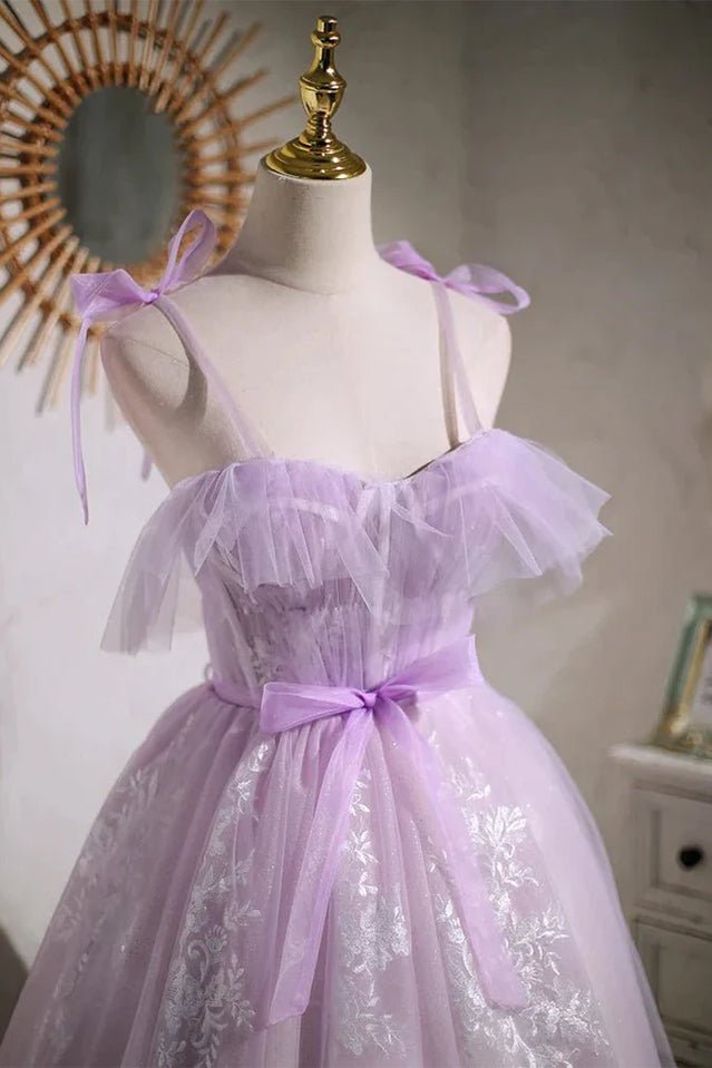 Cecelia | Sweet Purple A-line Short Party Dress Homecoming Dress with Ribbon