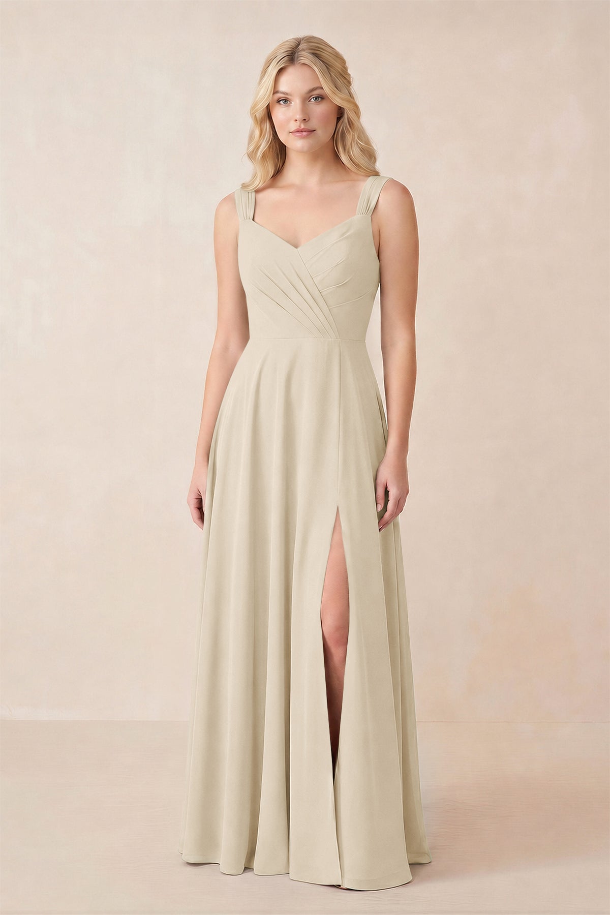 long bridesmaid dresses sweetheart neckline KissProm A-Line Chiffon Dress in Champagne, Champagne / 28 Size:32/29 Modest yet fashionable print_St. Barts Taylor Swift concert performance