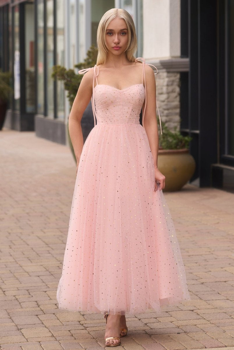 Sweetheart Neckline Starlit Cloar Maxi Length Tulle Prom Dress