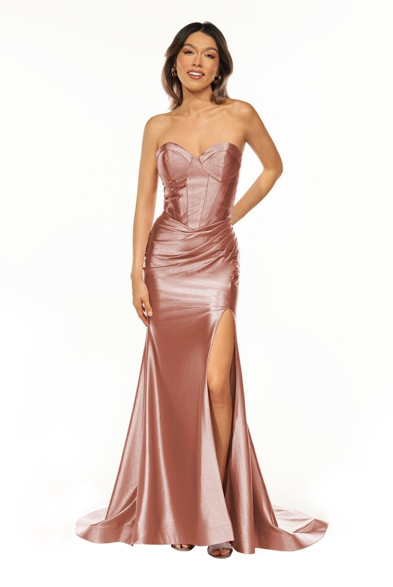 Abby | Sweetheart Fuchsia Pleated Mermaid Long Prom Dress