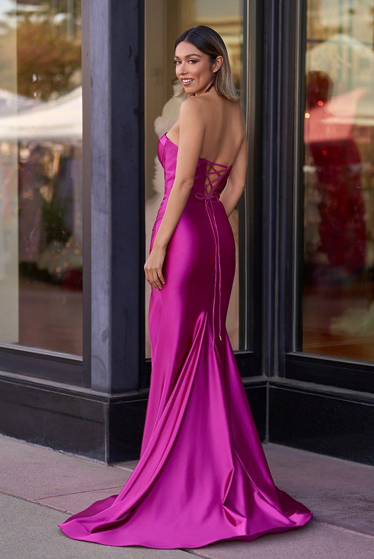 Abby | Sweetheart Fuchsia Pleated Mermaid Long Prom Dress