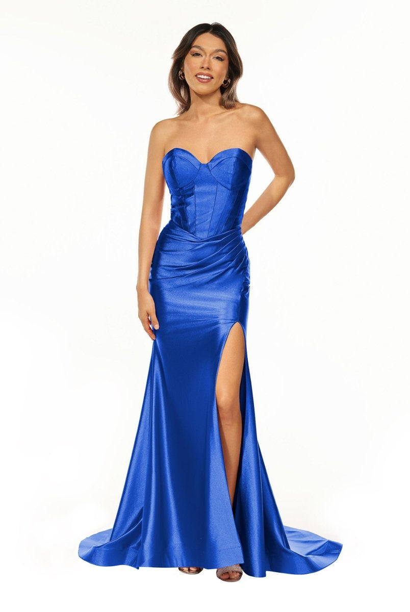 Abby | Sweetheart Fuchsia Pleated Mermaid Long Prom Dress