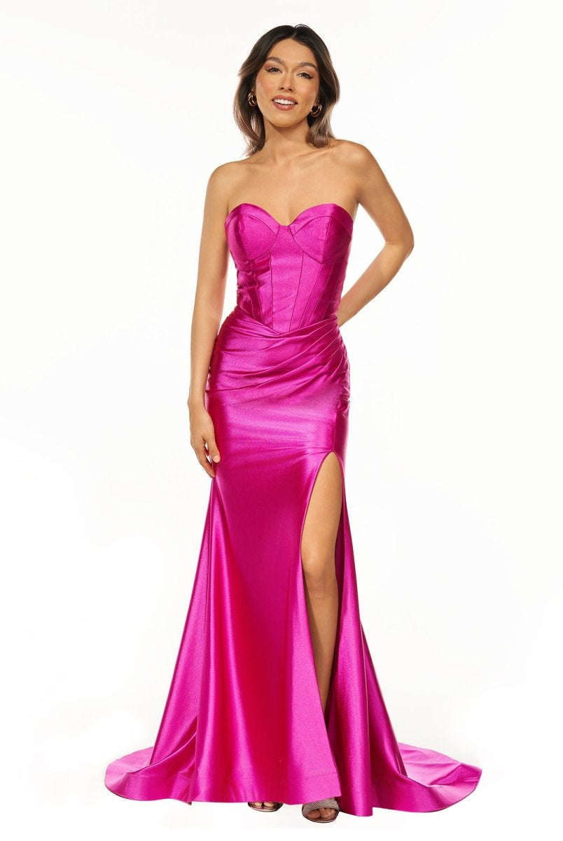 Abby | Sweetheart Fuchsia Pleated Mermaid Long Prom Dress