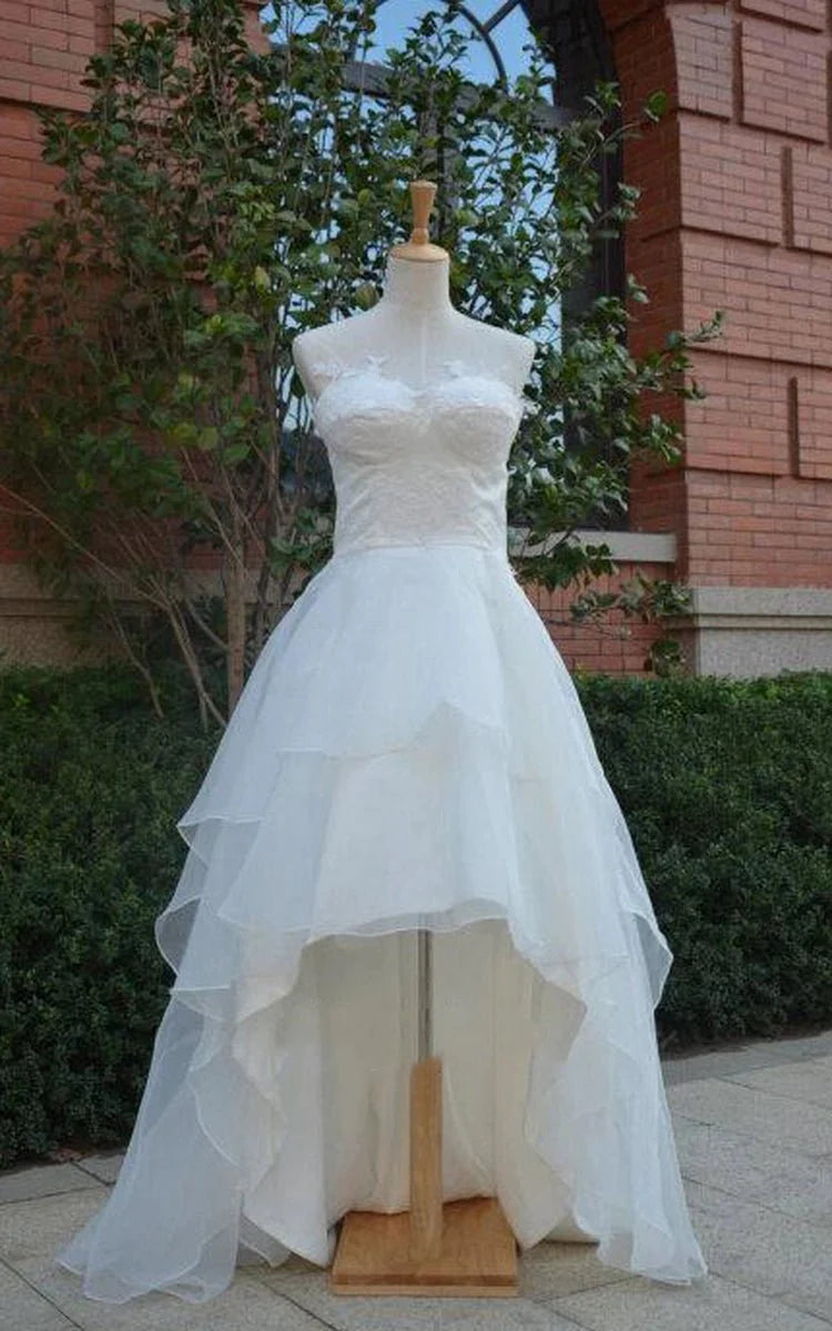 Strapless Taffeta High Low Ruffle Skirt Gown David's Bridal