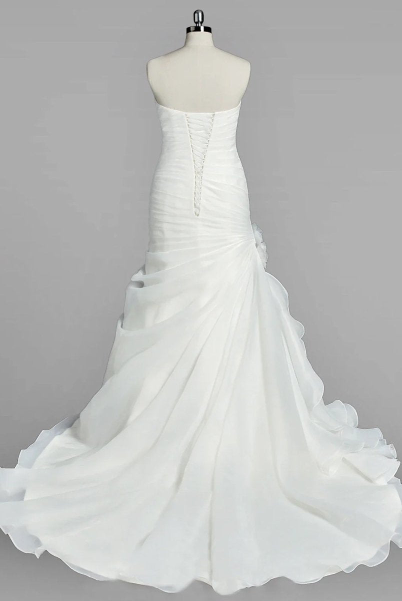 Sweetheart Mermaid Organza Wedding Dress With Ruching and Ruffles - KissProm