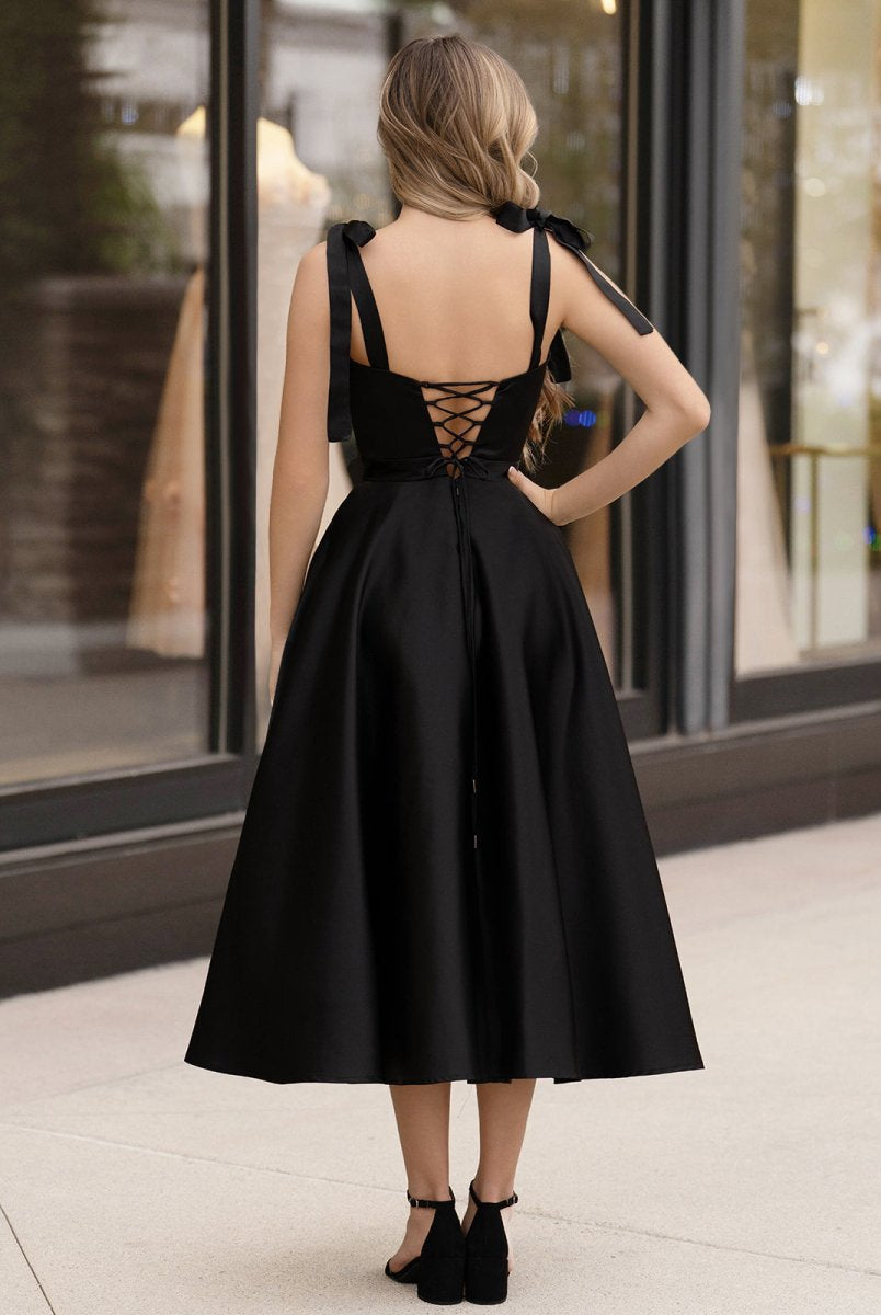 Charlotte |A line Sweetheart Satin Tea Length Homecoming Dress