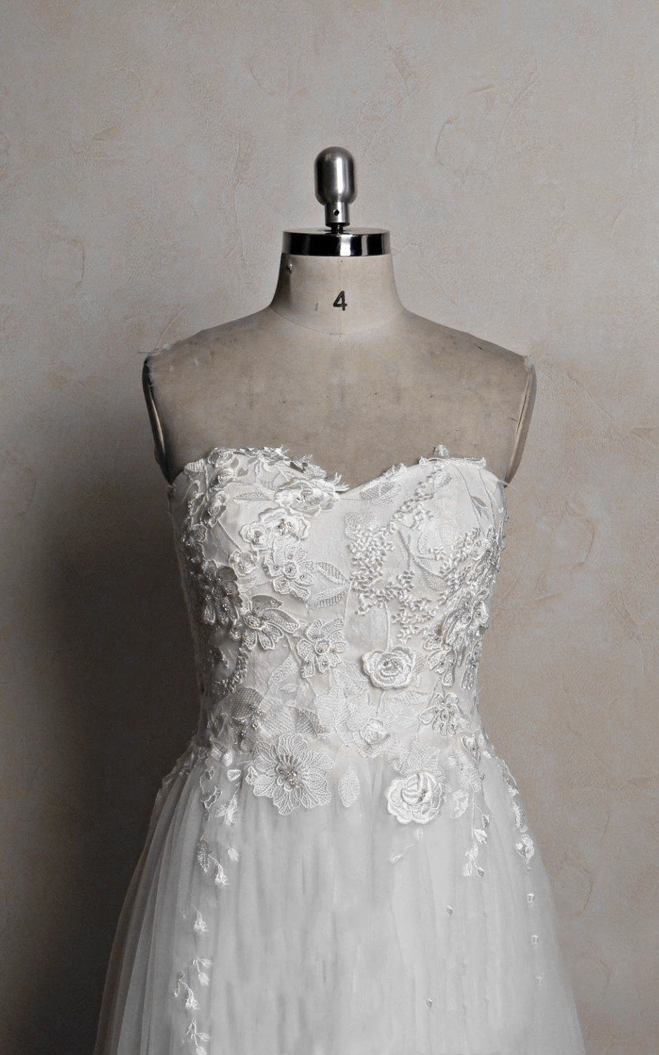 Sweetheart Tulle Lace Satin Wedding Dress With Beading - KissProm