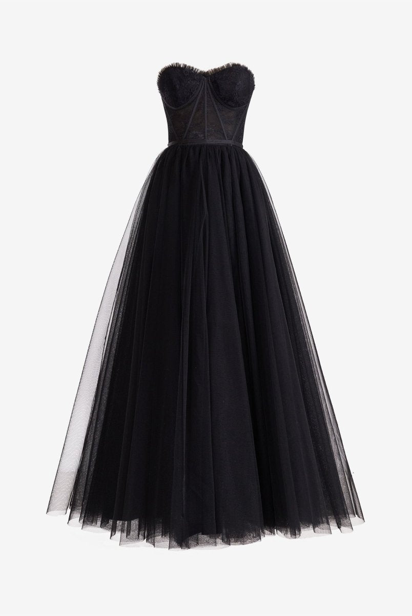 Talia |A Line Sweetheart Corset Tulle Prom Dress with Slit