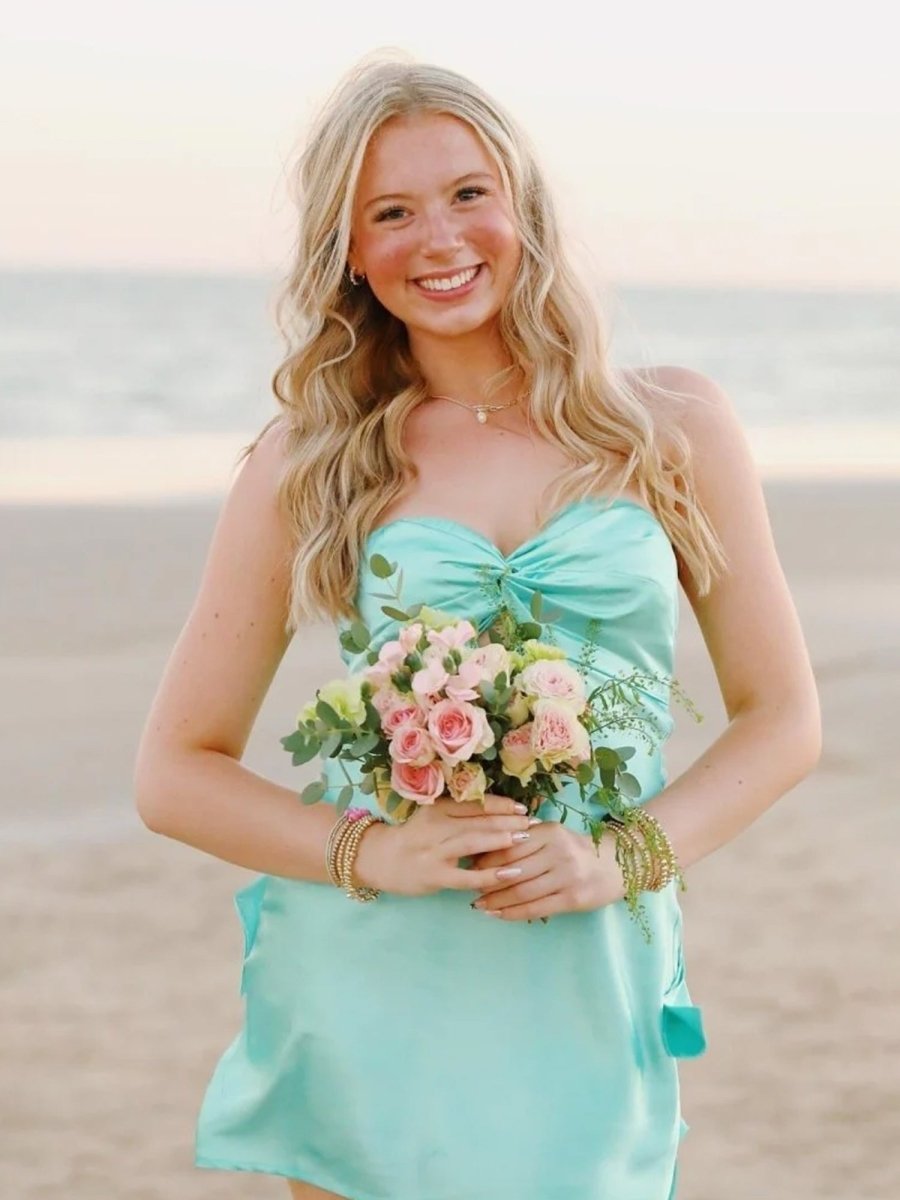 Aqua - Strapless A Line Short Homecoming & Cocktail Dresses With Keyho Aqua - Strapless A Line Short Homecoming & Cocktail Dresses With Keyho
