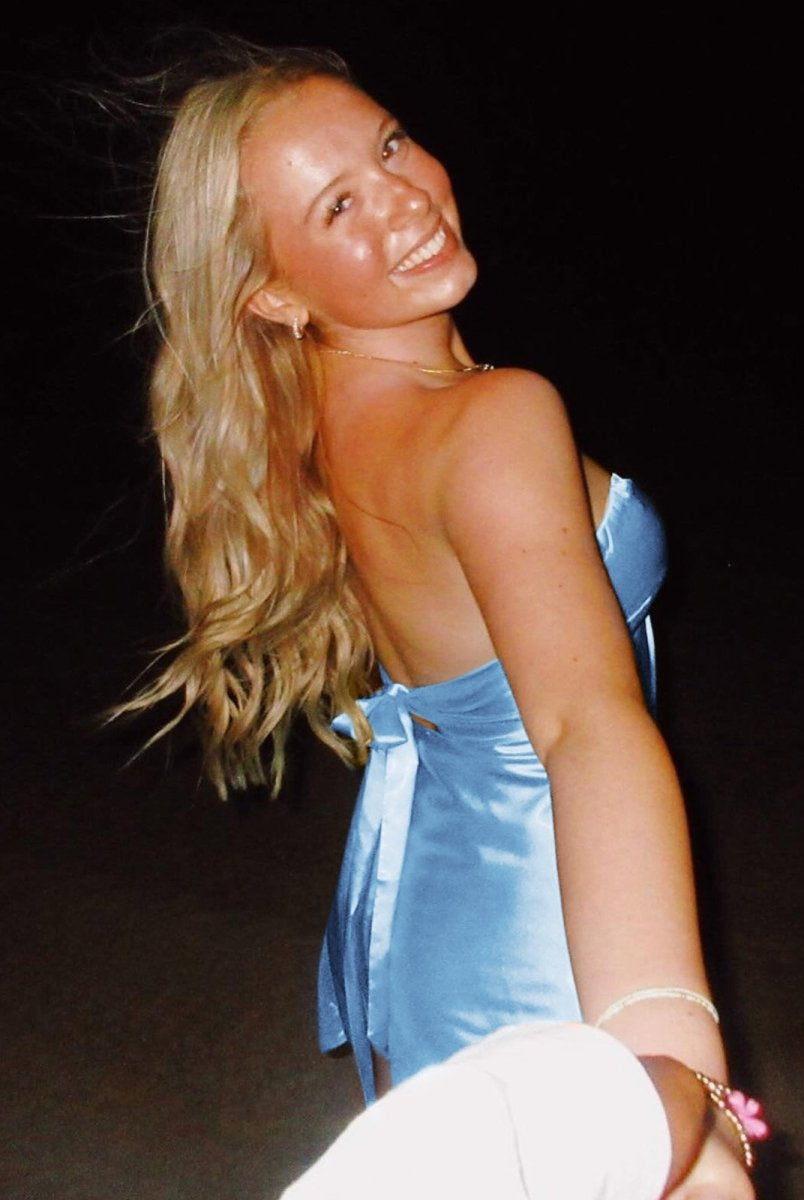 Talyra | Blue - Strapless A Line Short Homecoming Dress With Keyhole