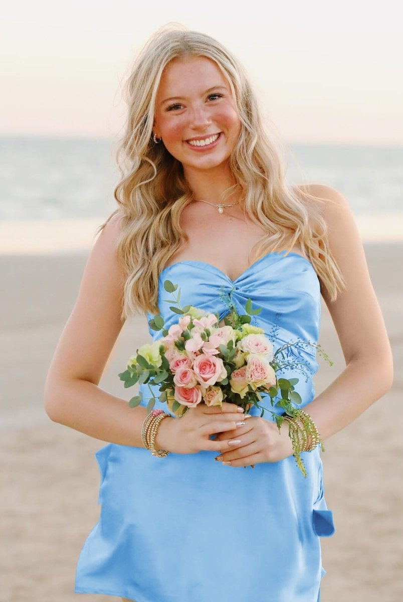 Talyra | Blue - Strapless A Line Short Homecoming Dress With Keyhole