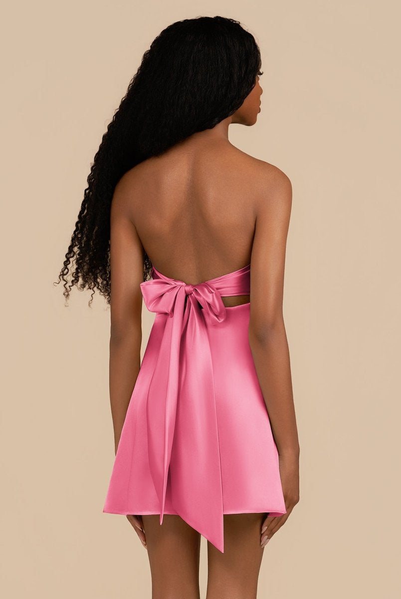 Talyra | Hot Pink - Strapless A Line Short Homecoming Dress With Keyhole