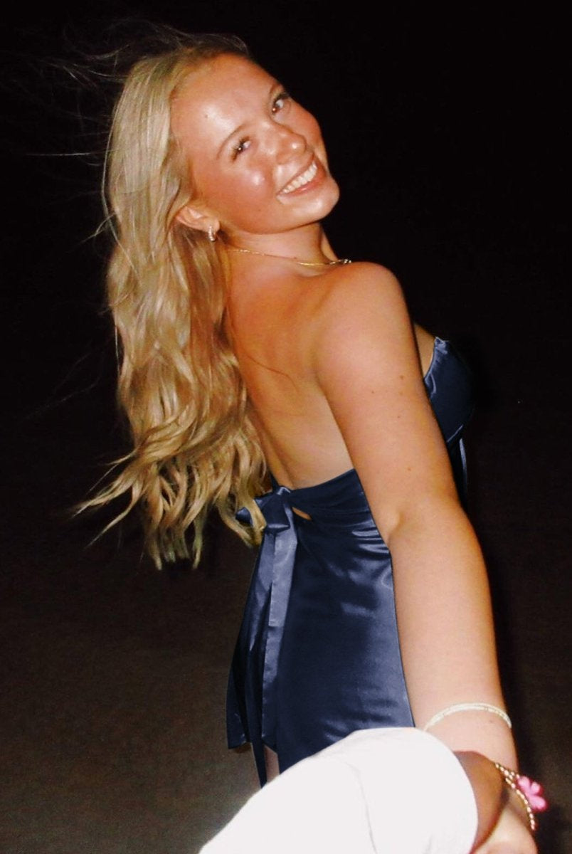 Talyra | Navy Blue - Strapless A Line Short Homecoming Dress With Keyhole