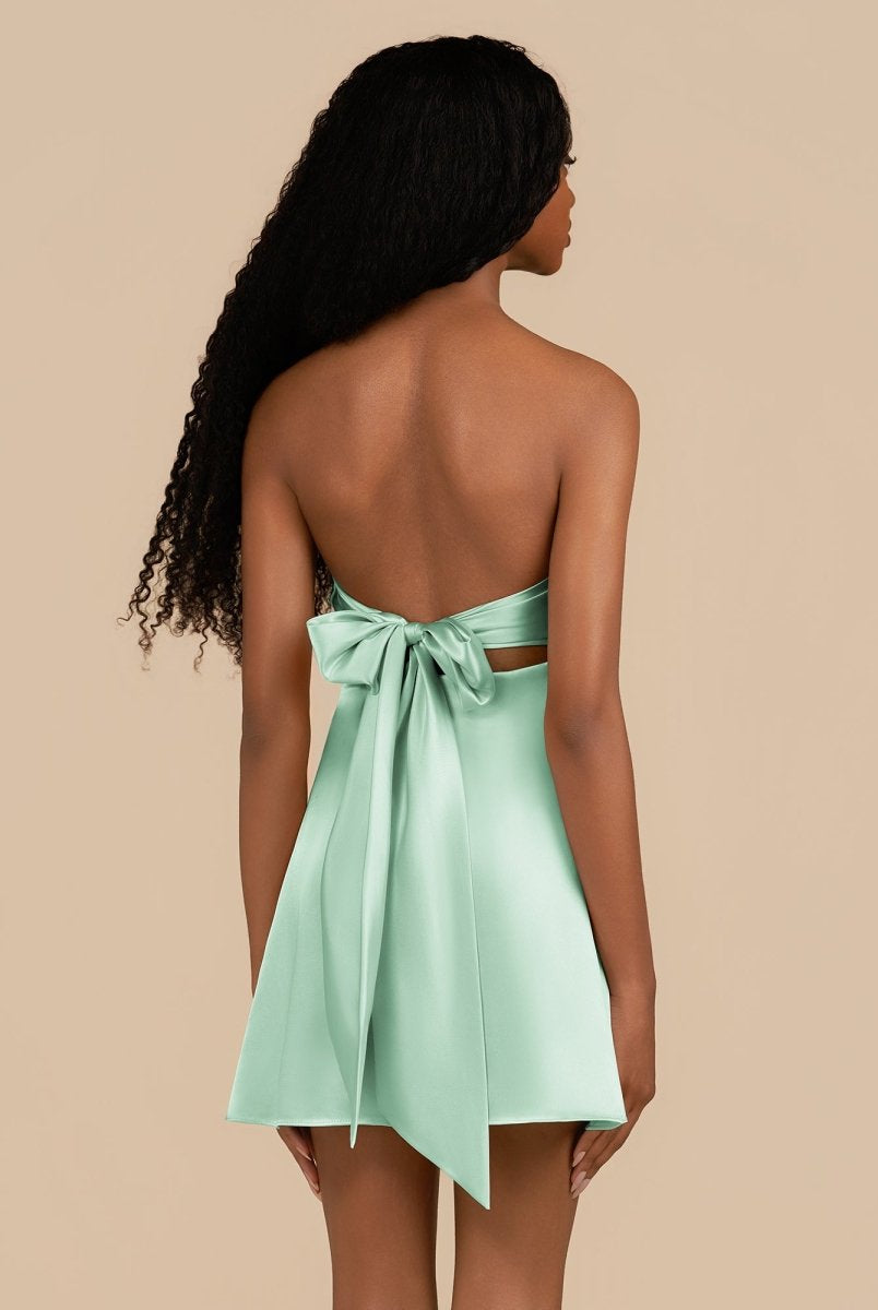 Talyra | Sage - Strapless A Line Short Homecoming Dress With Keyhole