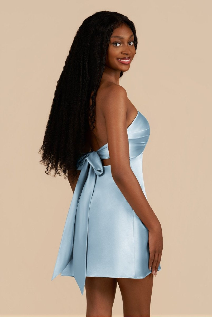 Talyra | Sky Blue - Strapless A Line Short Homecoming Dress With Keyhole