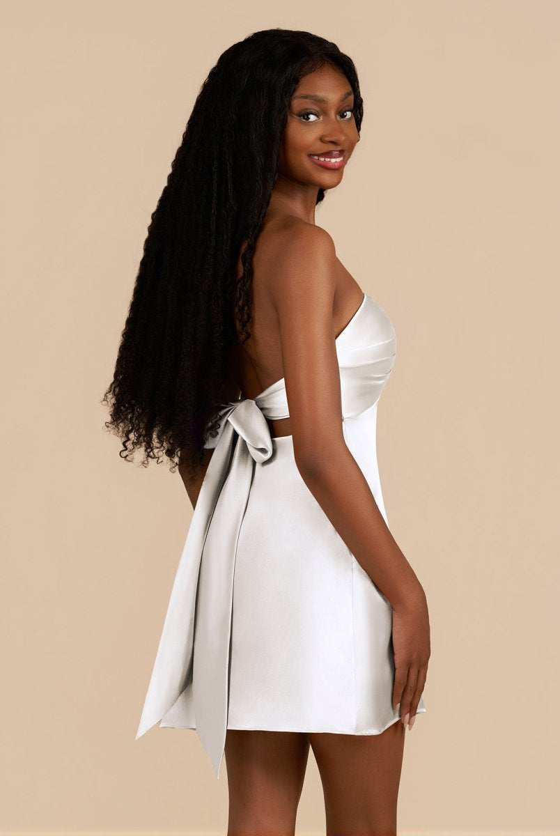 Talyra | White - Strapless A Line Short Homecoming Dress With Keyhole
