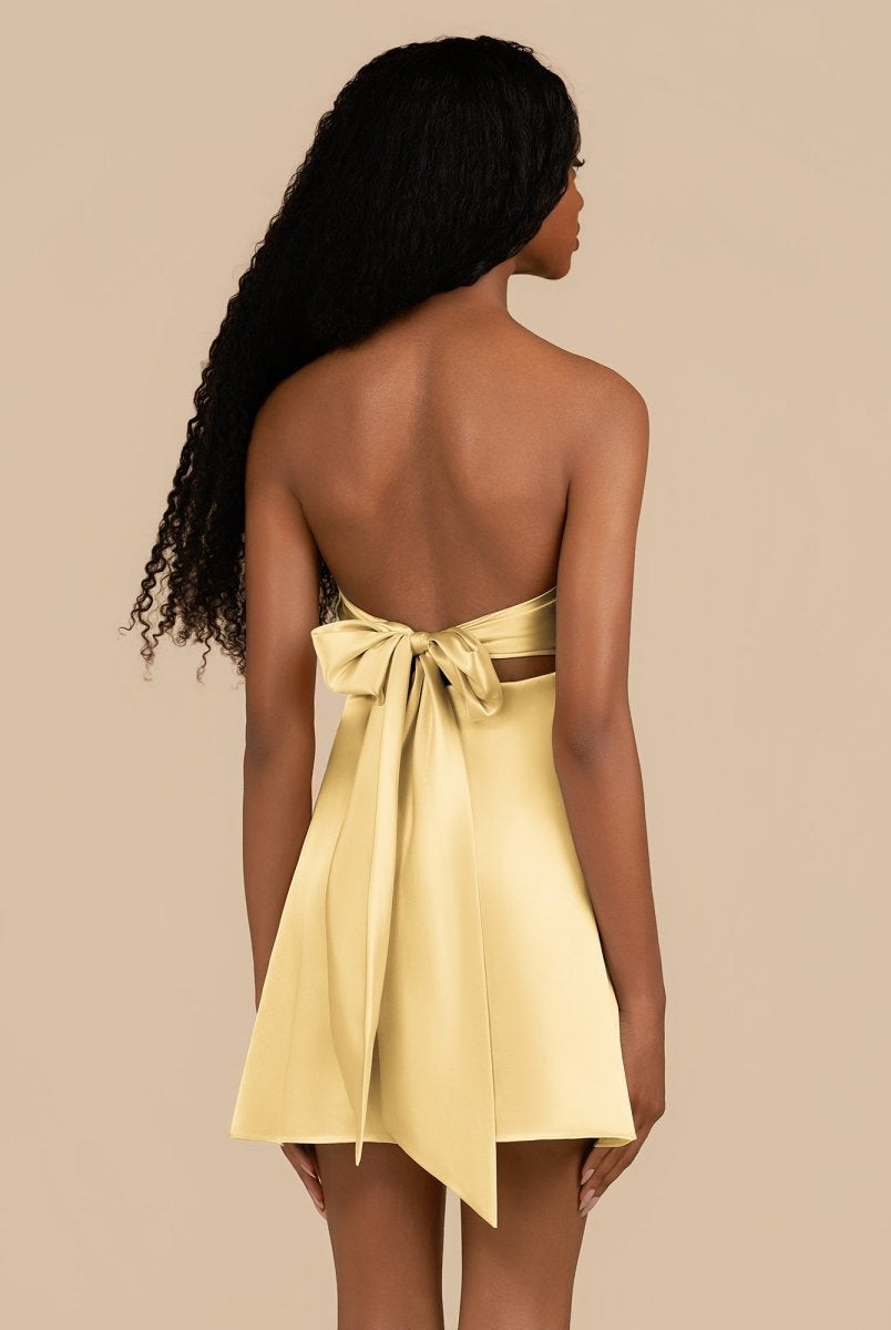 Talyra | Yellow - Strapless A Line Short Homecoming Dress With Keyhole