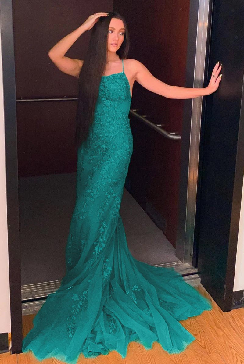 Lucille |Mermaid Spaghetti Straps Lace Prom Dress