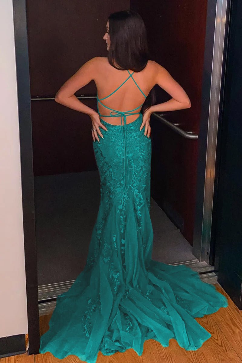 Lucille |Mermaid Spaghetti Straps Lace Prom Dress