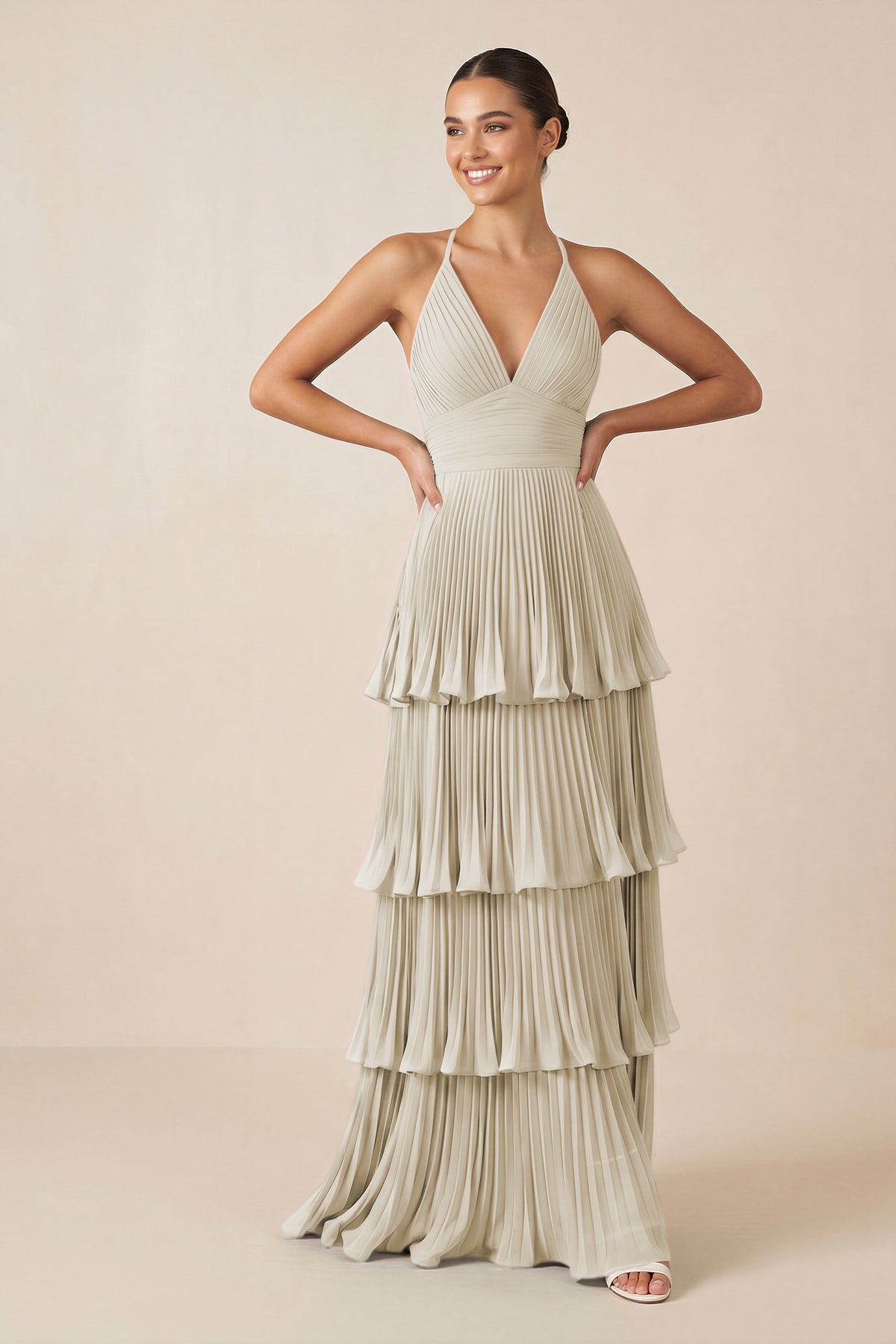 bohemian wedding dresses Boho Lace Deep V-Neck Bell Sleeves A-Line Wedding Dress main image 0