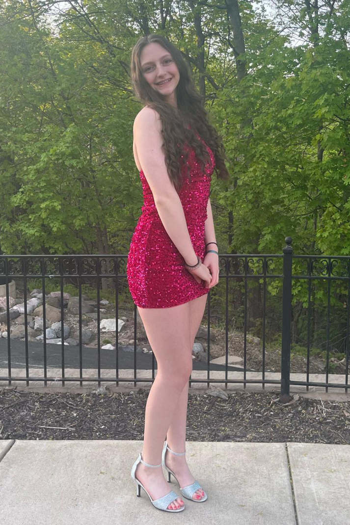 Linnea | Tight Sequins One Shoulder Homecoming Dress