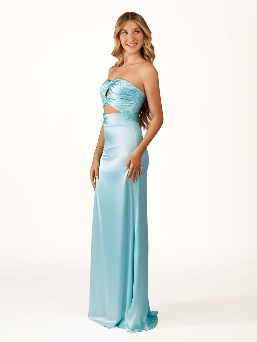 Tinble | Strapless Aqua Blue Sheath Long Prom Dresses