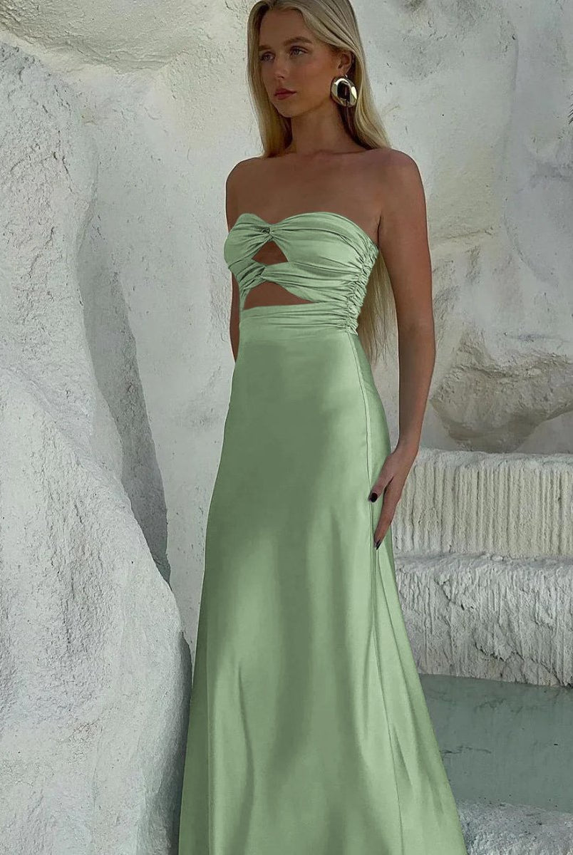 Tinble | Strapless Aqua Blue Sheath Long Prom Dresses