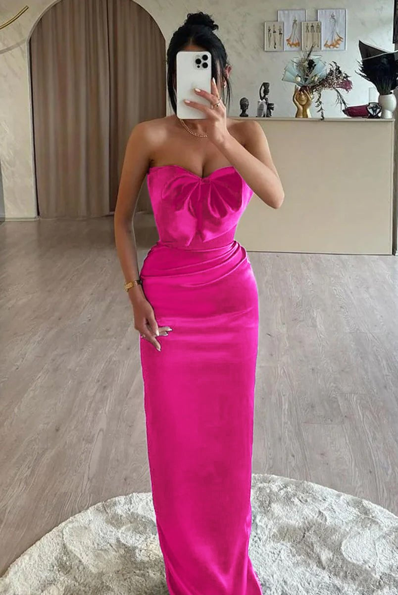 Tory | Mermaid Sweetheart Dark Green Satin Long Prom Dresses with Bow