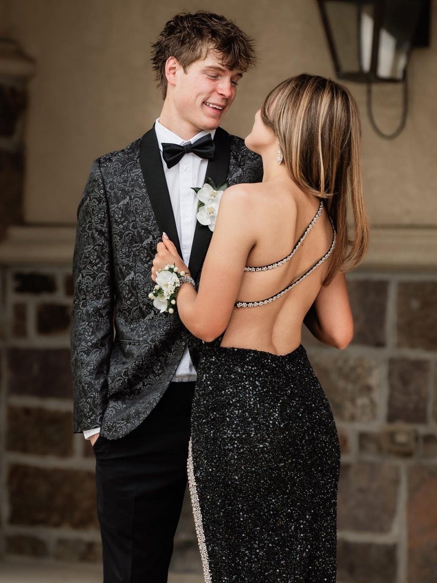 KissProm-Tove Black One Shoulder Sequins Mermaid Prom Dresses with Slit