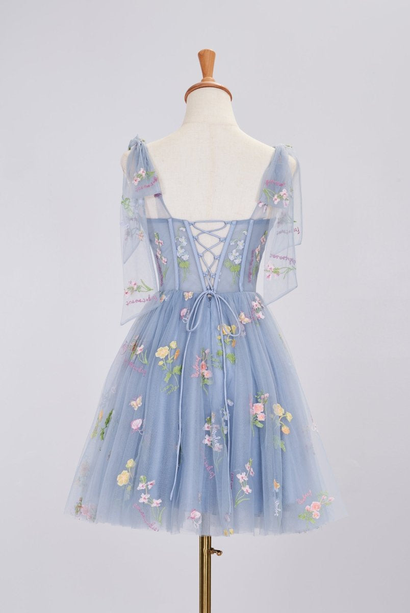 Caila | Trendy A Line Spaghetti Straps Short Homecoming Dress with Embroidery