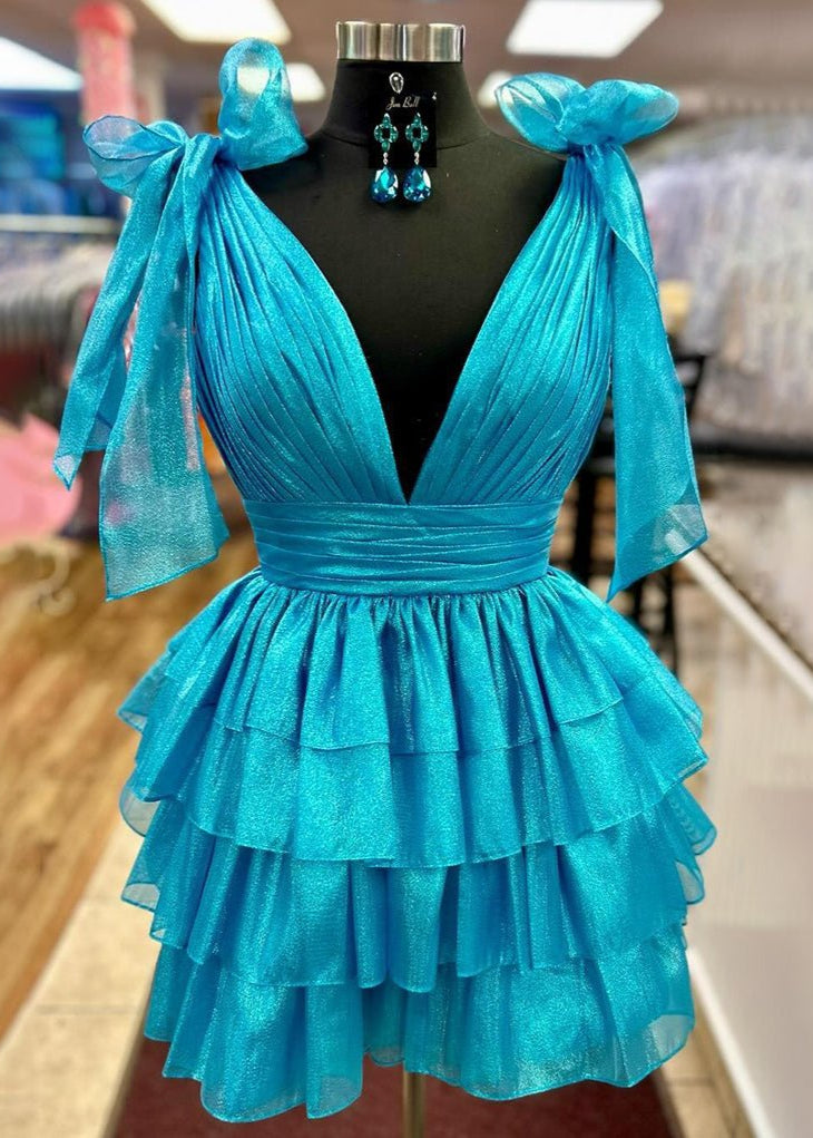 Joleen | Trendy A-Line Tiered Homecoming Dress with Bow