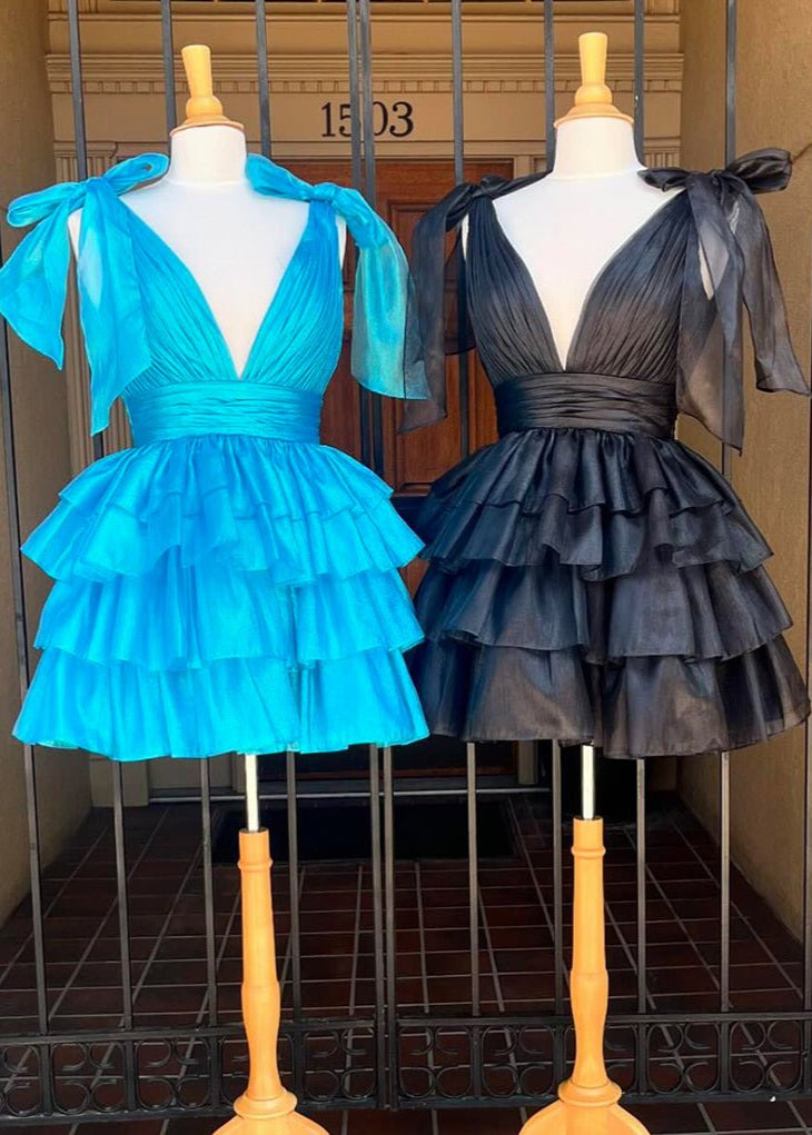 Joleen | Trendy A-Line Tiered Homecoming Dress with Bow