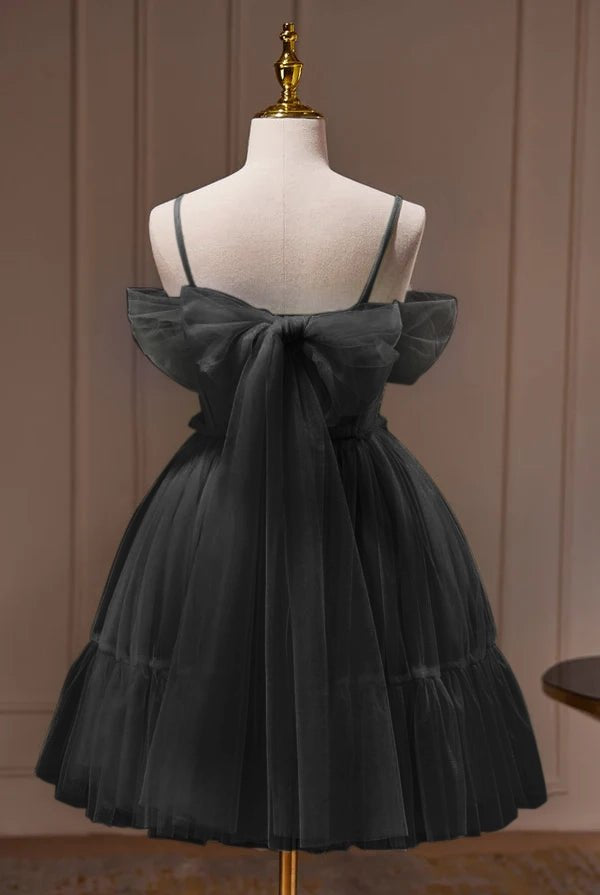 Rosa | Spaghetti Straps Tulle Lace Appliques Short Prom Dresses With Bow