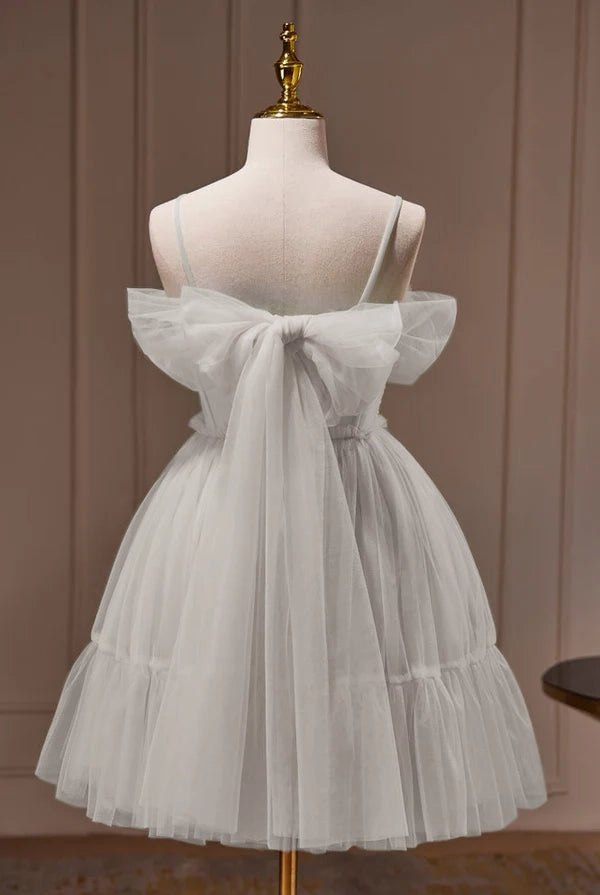 Rosa | Spaghetti Straps Tulle Lace Appliques Short Prom Dresses With Bow