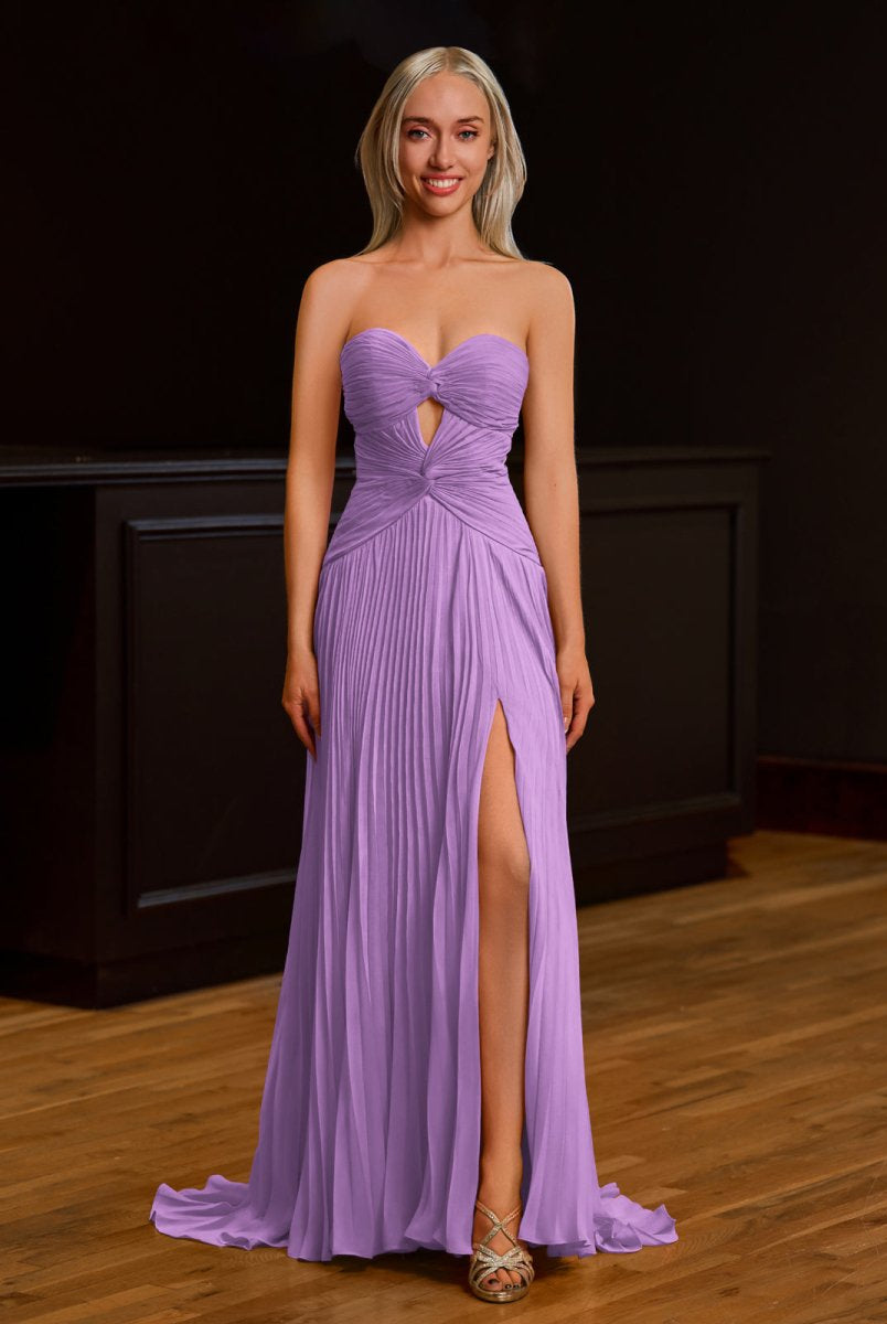 Tyrone | Strapless Keyhole Pleated A-Line Prom Dress