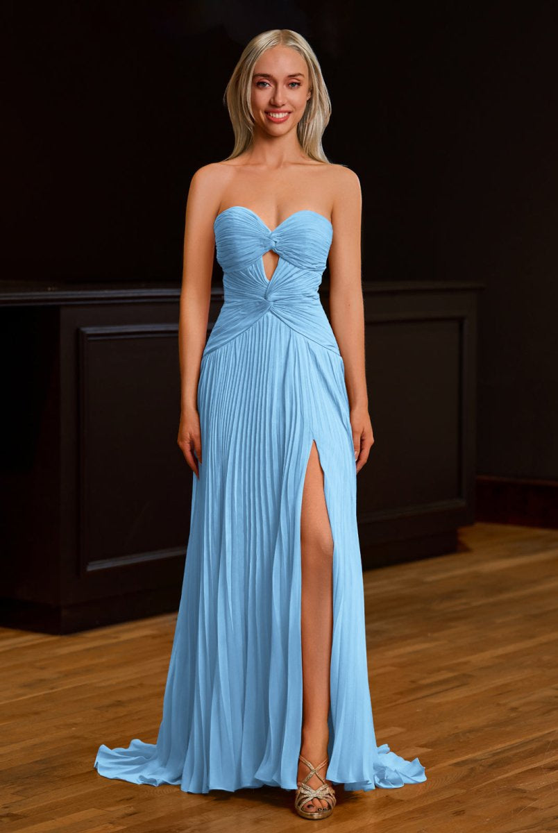 Tyrone | Strapless Keyhole Pleated A-Line Prom Dress