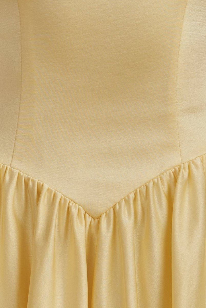 Undine | Yellow - Halter A Line Satin Short Homecoming Dress